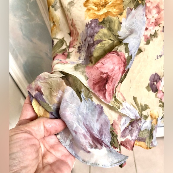 Ladies size 14 Karin Stevens elegant, easy wearing floral print long dress - Picture 3 of 12